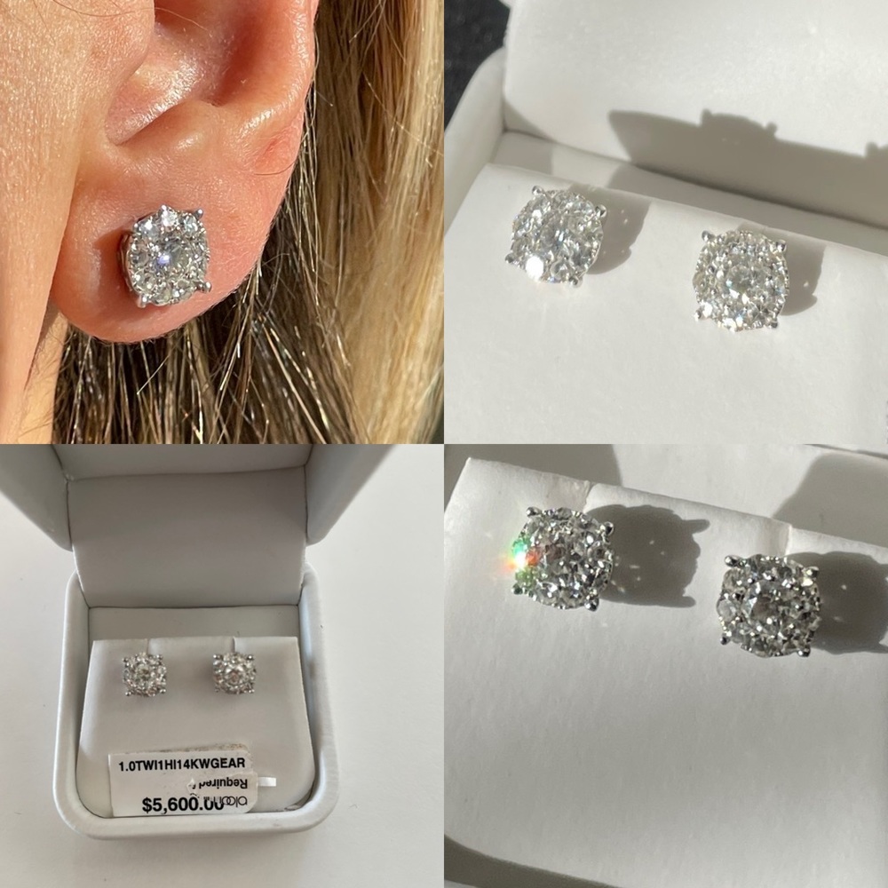 Diamond Stud Earrings 1 carat TW 14k white gold